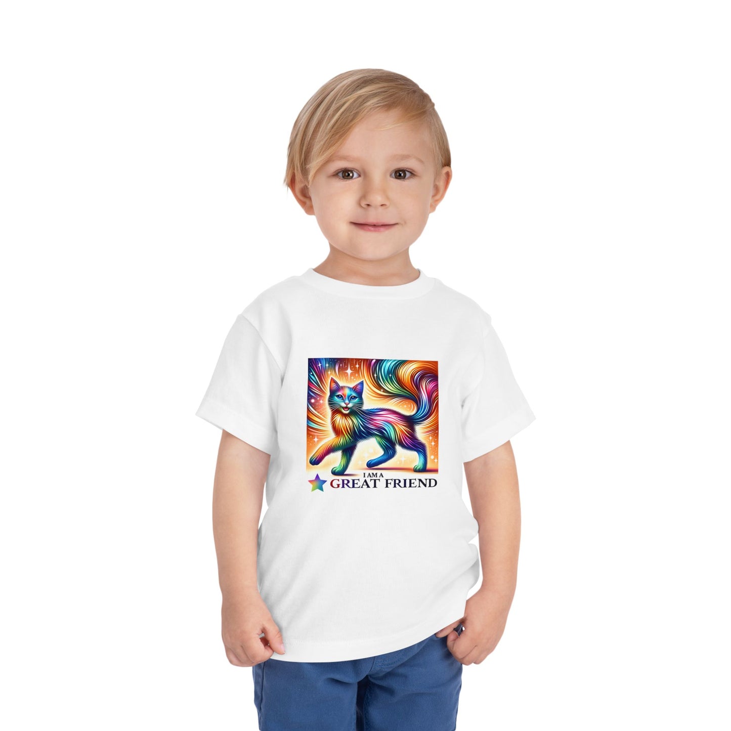 Rainbow Cat | I AM A GREAT FRIEND | Toddler Graphic Tees | 17VI-T