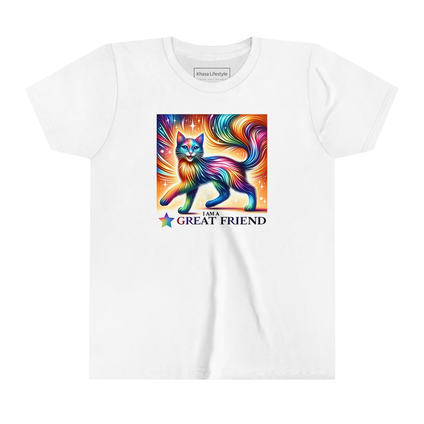 Rainbow Cat | I AM A GREAT FRIEND | Youth Graphic Tees | 17VI-Y