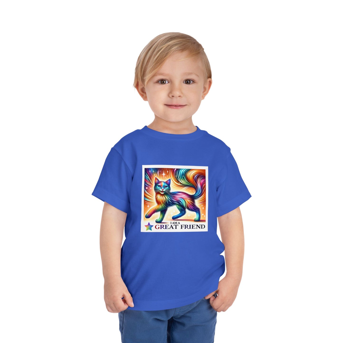 Rainbow Cat | I AM A GREAT FRIEND | Toddler Graphic Tees | 17VI-T