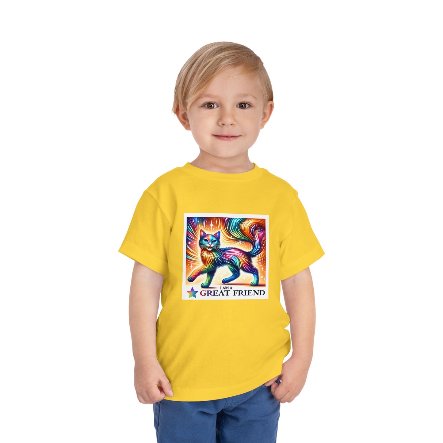 Rainbow Cat | I AM A GREAT FRIEND | Toddler Graphic Tees | 17VI-T