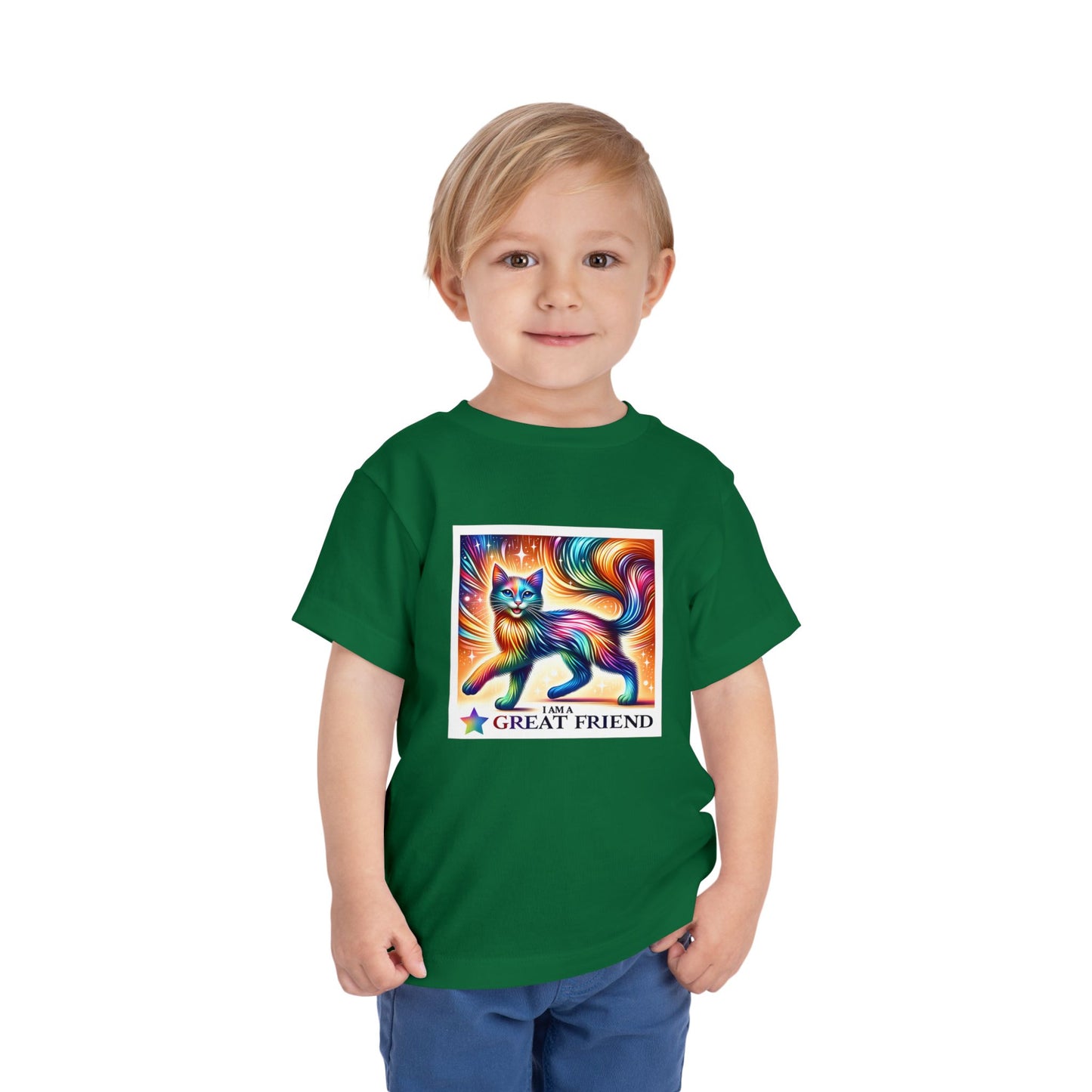 Rainbow Cat | I AM A GREAT FRIEND | Toddler Graphic Tees | 17VI-T