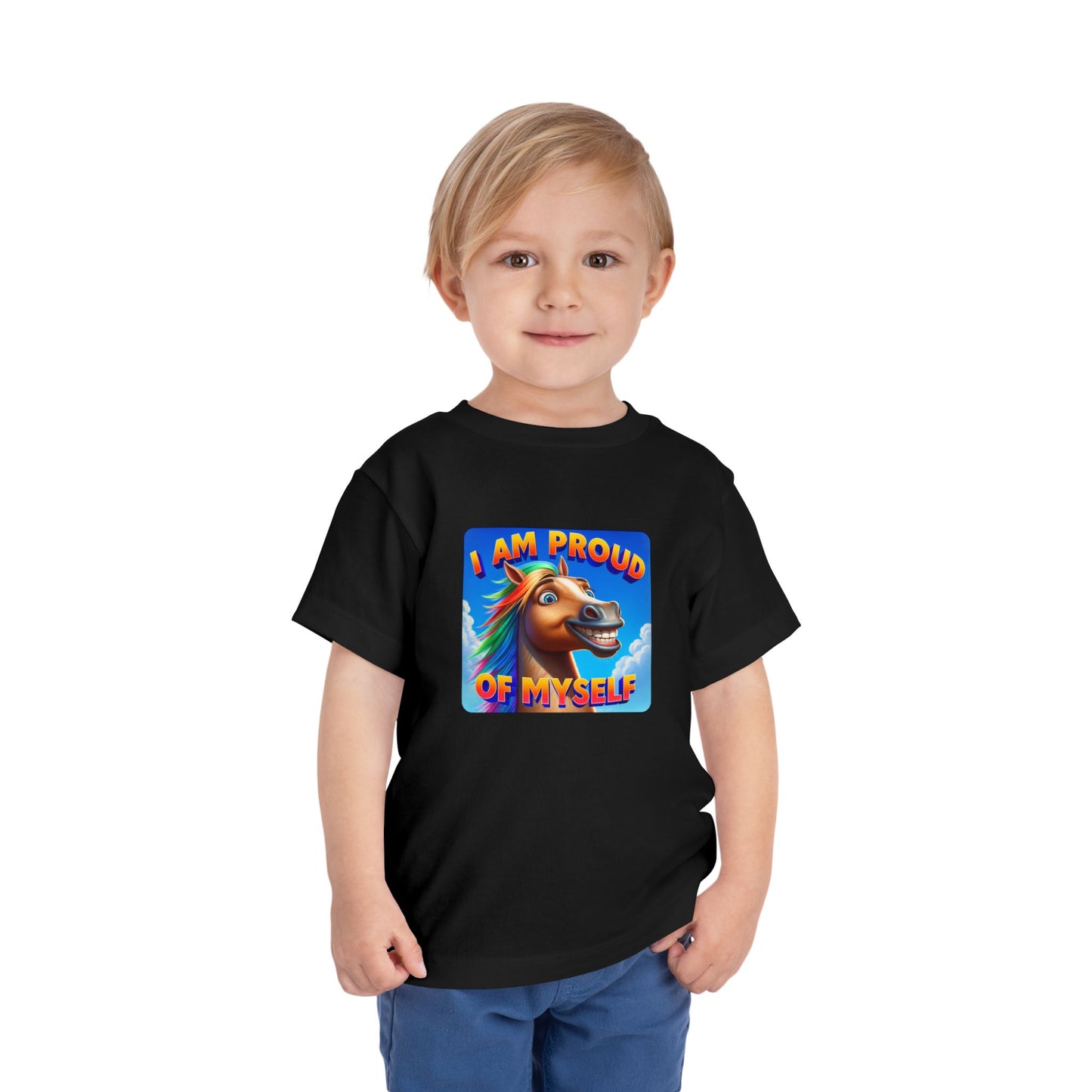 Rainbow Horse | I AM PROUD OF MYSELF | Toddler Graphic Tees | 64BO-T