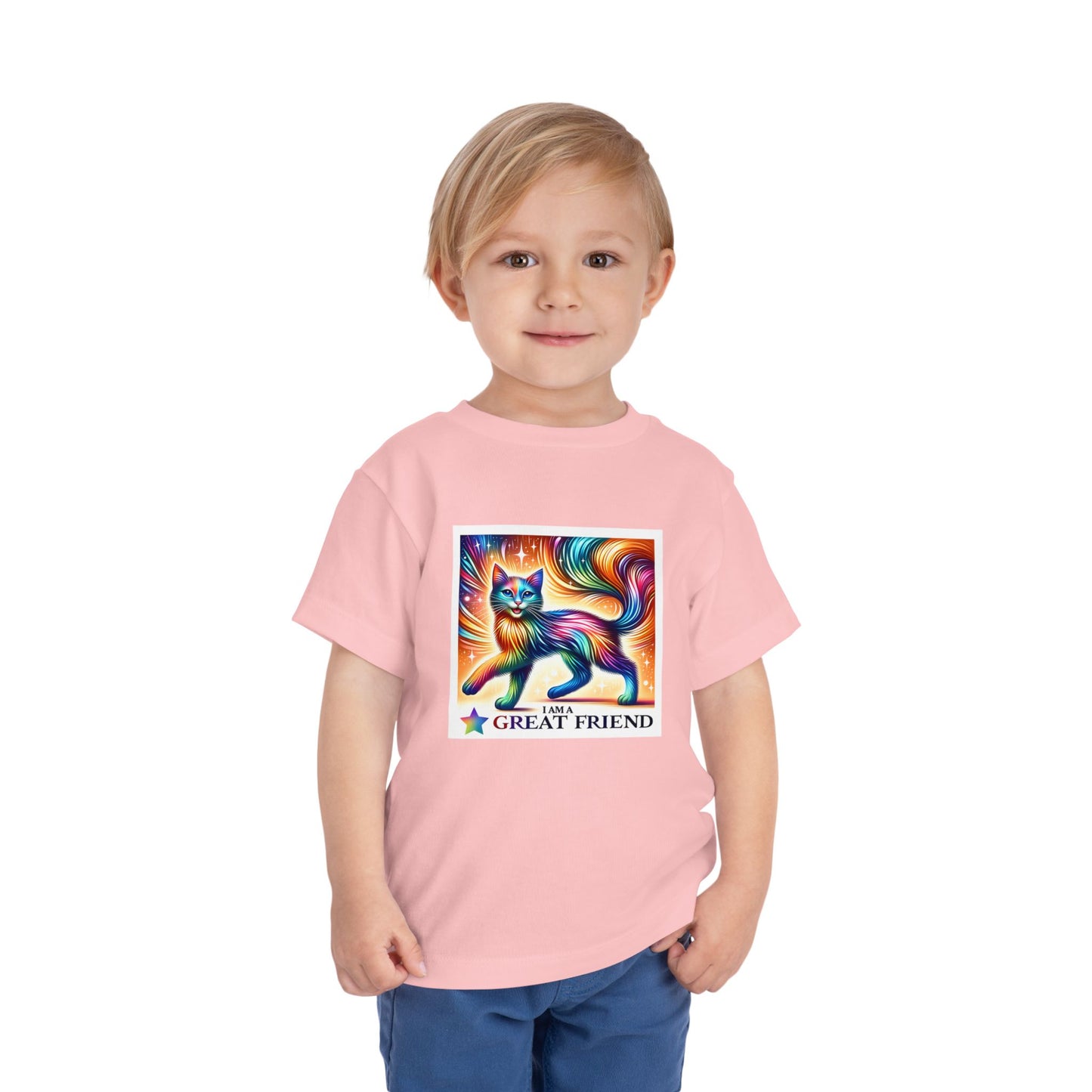 Rainbow Cat | I AM A GREAT FRIEND | Toddler Graphic Tees | 17VI-T