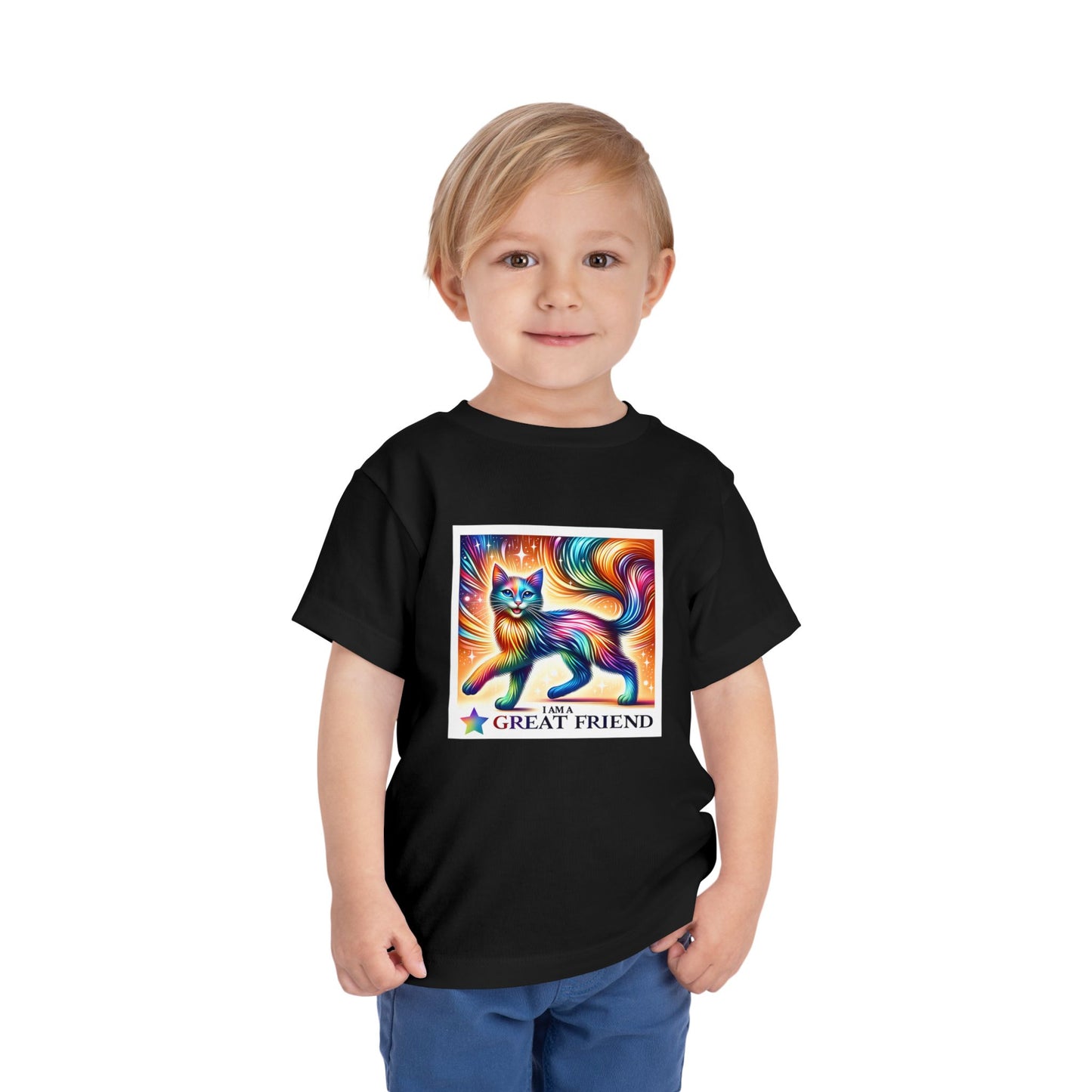 Rainbow Cat | I AM A GREAT FRIEND | Toddler Graphic Tees | 17VI-T